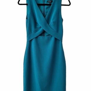 Teal Dress with Twist Peekaboo Front